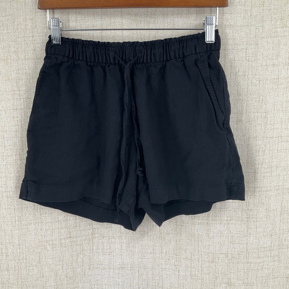 Gap Womens Black Linen Drawstring Pull On Shorts Sz XS‎ Breathable Minimalist